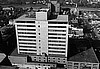 Aerial of Dayton, YMCA and river 1959